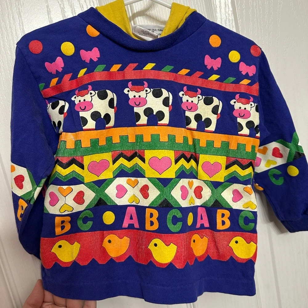 Vintage Mini Waves Colorful Kids Animal Print Shirt- 24 Months